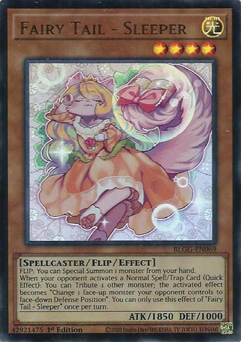 An Ultra Rare "Fairy Tail - Sleeper" card from the Yugioh Set: Battles of Legend: Glorious Gallery (BLGG).