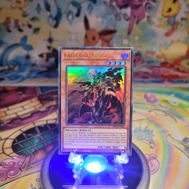 An Ultra Rare "Fallen of Albaz" card from the Yugioh Structure Deck: The Fallen & The Virtuous (CH01).