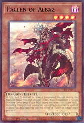 An Ultra Rare "Fallen of Albaz" card from the Yugioh Structure Deck: The Fallen & The Virtuous (CH01).