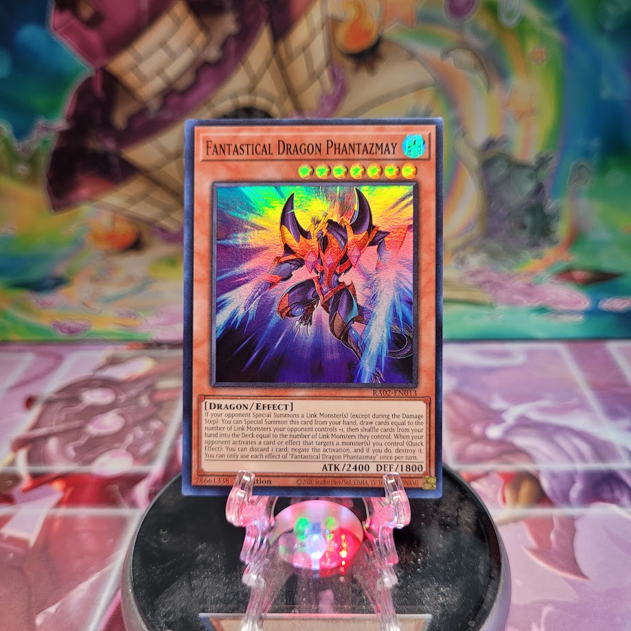 A Super Rare Alternate Art "Fantastical Dragon Phantazmay" card from the Yugioh Set: Rarity Collection 2 (RA02).