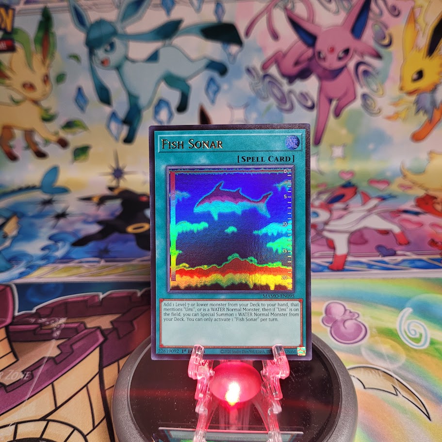 An Ultra Rare "Fish Sonar" card from the Yugioh Set: Magnificent Monsters (MAMO).