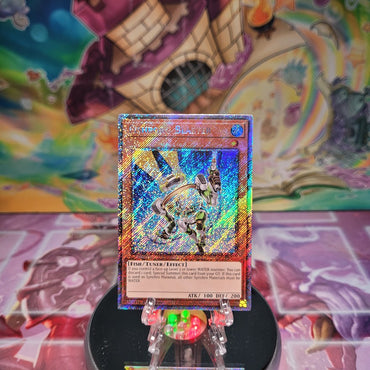 A Platinum Secret Rare "Fishborg Blaster" card from the Yugioh Set: Quarter Century Bonanza (RA03)