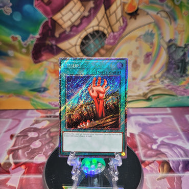 A Platinum Secret Rare "Fissure" card from the Yugioh Set: Quarter Century Bonanza (RA03)