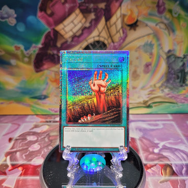  A Quarter Century Secret Rare "Fissure" card from the Yugioh Set: Quarter Century Bonanza (RA03).