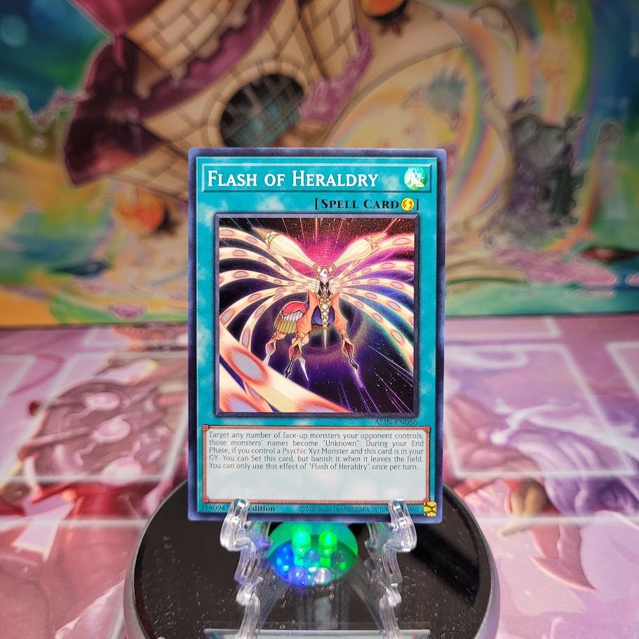 A Super Rare "Flash of Heraldry" card from the Yugioh Set: Alliance Insight (ALIN).