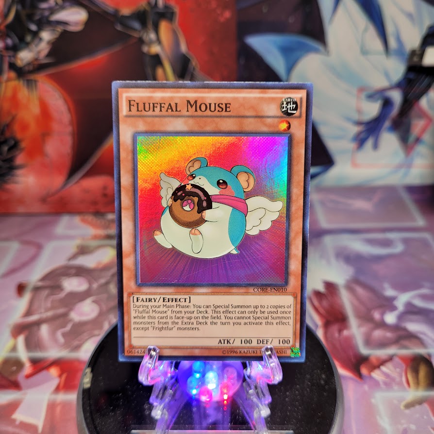 A Super Rare "Fluffal Mouse" card from the Yugioh Set: Clash of Rebellions (CORE).