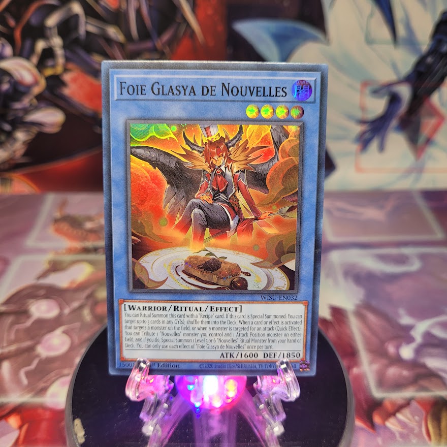 A Super Rare "Foie Glasya De Nouvelles" card from the Yugioh Set: Wild Survivors.