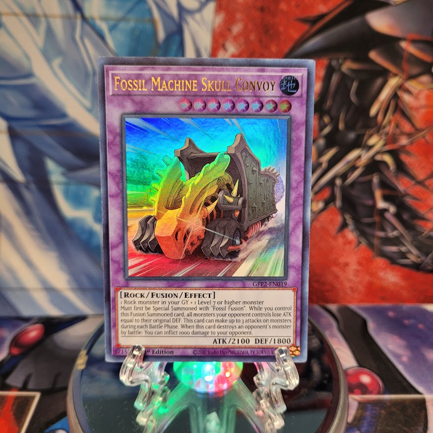 An Ultra Rare "Fossil Machine Skull Convoy" card from the Yugioh Set: Ghosts From the Past: The 2nd Haunting (GFP2).