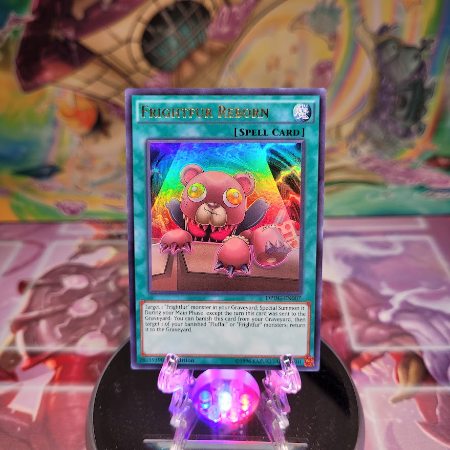 An Ultra Rare "Frightfur Reborn" card from the Yugioh Set: Duelist Pack: Dimensional Guardians.