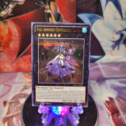 An Ultra Rare "Full Armored Crystalzero Lancer" card from the Yugioh Set: Duelist Saga.