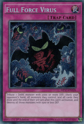 A Secret Rare "Full Force Virus" card from the Yugioh 2017 Mega-Tins Mega Pack (MP17)
