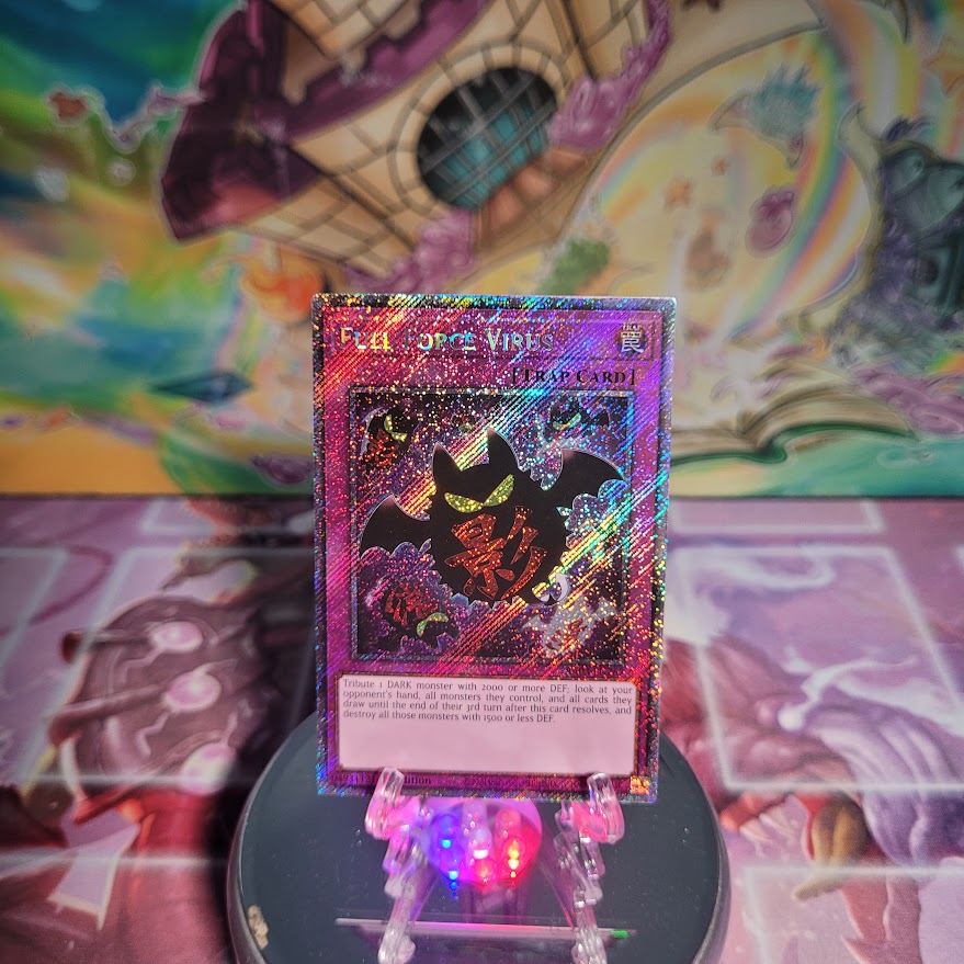 A Platinum Secret Rare "Full Force Virus" card from the Yugioh Set: Quarter Century Bonanza (RA03)