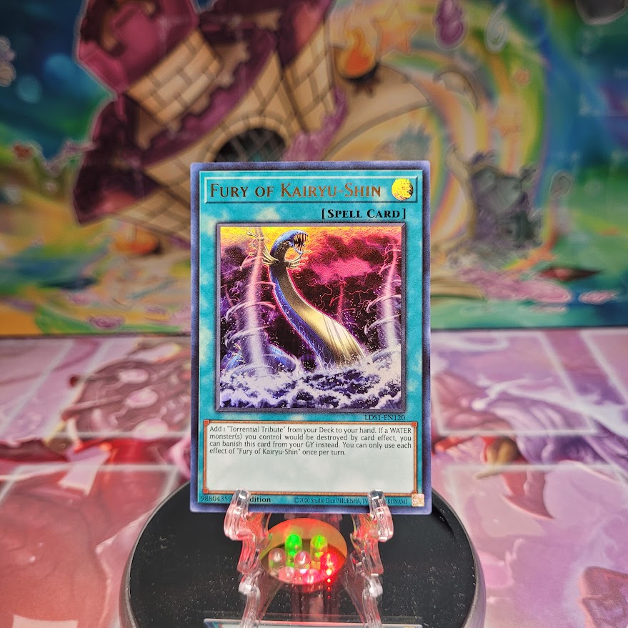 An Ultra Rare "Fury of Kairyu-Shin" card from the Yugioh Set: Legendary Duelists: Season 1 (LDS1).