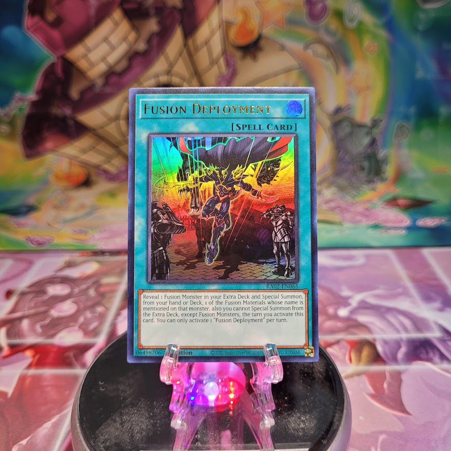 An Ultra Rare "Fusion Deployment" card from the Yugioh Set: Rarity Collection 2 (RA02).