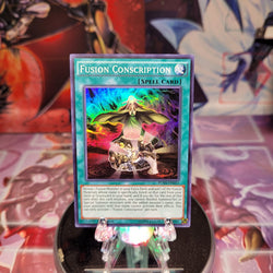 A Super Rare "Fusion Conscription" card from the Yugioh Set: Fusion Enforcers (FUEN).