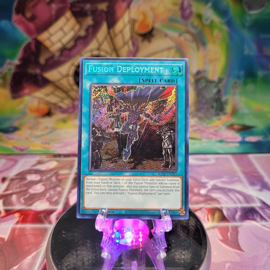 A Secret Rare "Fusion Deployment" card from the Yugioh Set: Rarity Collection 2 (RA02).