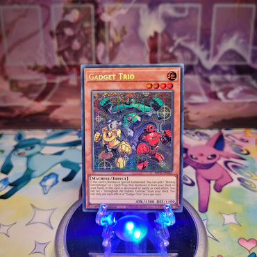 A Prismatic Secret Rare "Gadget Trio" card from the Yugioh 2025 Mega-Tins Mega Pack set (MP25).
