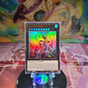 An Ultra Rare "Galaxy-Eyes Cipher Blade Dragon" card from the Yugioh Set: Ghosts From the Past.