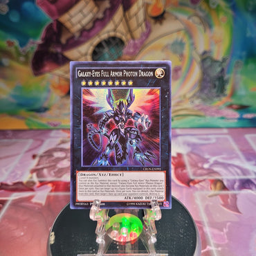 A Super Rare "Galaxy-Eyes Full Armor Photon Dragon" card from the Yugioh Set: Crossed Souls.