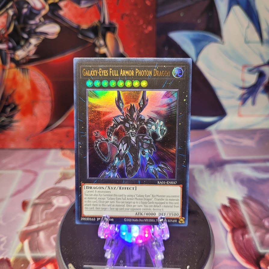 An Ultra Rare "Galaxy-Eyes Full Armor Photon Dragon" card from the Yugioh Set: Rarity Collection 1 (RA01).