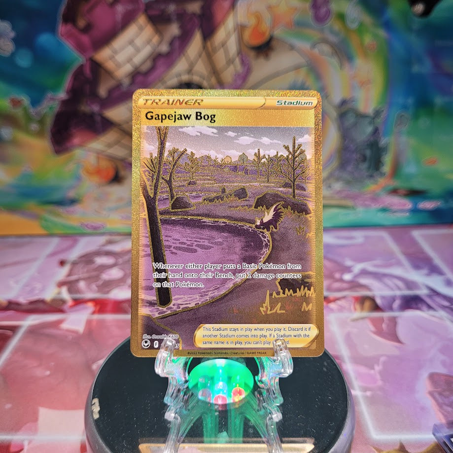 A Secret Rare "Gapejaw Bog" (213/195) card from the Pokemon Set: Silver Tempest.