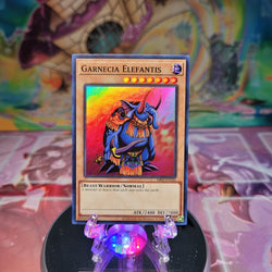 A Super Rare "Garnecia Elefantis" card from the Yugioh Set: Metal Raiders 25th Anniversary.