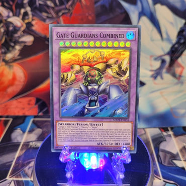 A Super Rare "Gate Guardians Combined" card from the Yugioh Set: Maze of Memories.