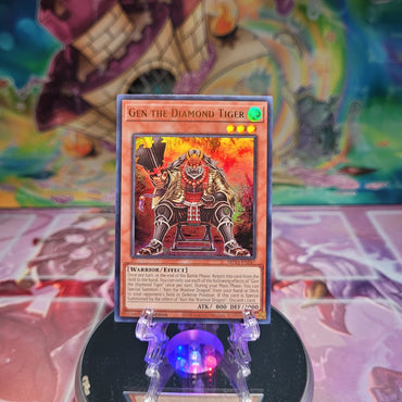 An Ultra Rare "Gen the Diamond Tiger" card from the Yugioh Set: 25th Anniversary Tin: Dueling Mirrors.