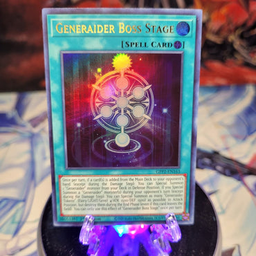  An Ultra Rare "Generaider Boss Stage" card from the Yugioh Set: Ghosts From the Past: The 2nd Haunting (GFP2).
