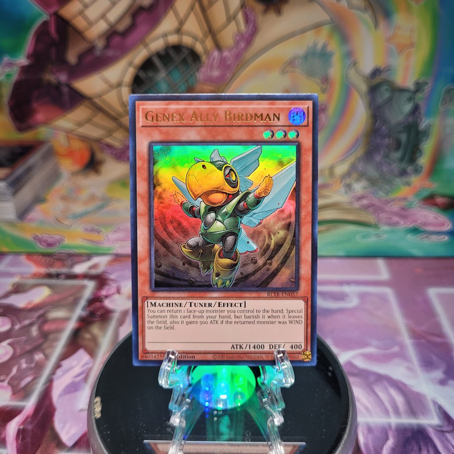 An Ultra Rare "Genex Ally Birdman" card from the Yugioh Set: Battles of Legend: Terminal Revenge.