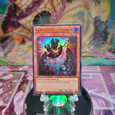 An Ultra Rare "Genex Power Planner" card from the Yugioh Set: Battles of Legend: Terminal Revenge.