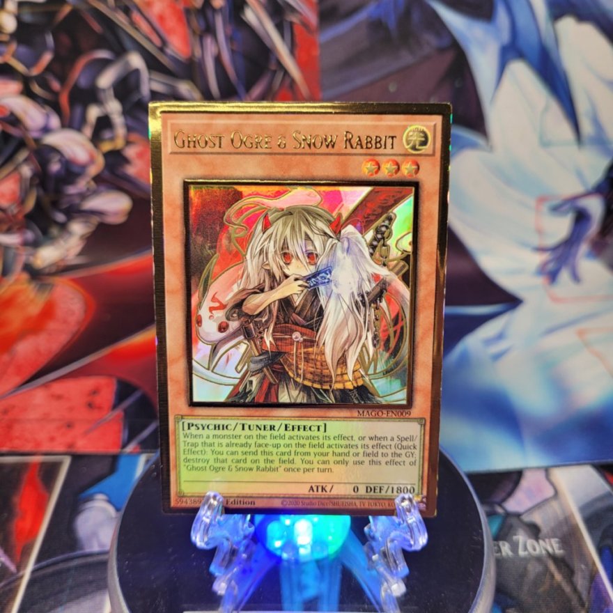 A Gold Rare "Ghost Ogre & Snow Rabbit" card from the Yugioh Set: Maximum Gold.