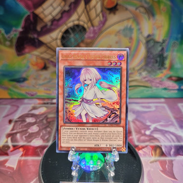 An Ultra Rare "Ghost Reaper & Winter Cherries" card from the Yugioh Set: Quarter Century Bonanza (RA03).