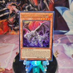 An Ultra Rare "Ghost Wyvern, the Underworld Dragon" card from the Yugioh Set: Battles of Legend: Monstrous Revenge.