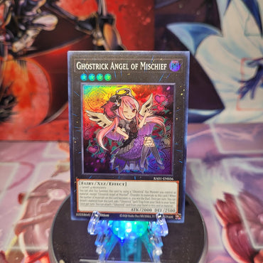 A Super Rare "Ghostrick Angel of Mischief" card from the Yugioh Set: Rarity Collection 1 (RA01).