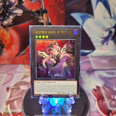 An Ultra Rare "Ghostrick Angel of Mischief" card from the Yugioh Set: Rarity Collection 1 (RA01).