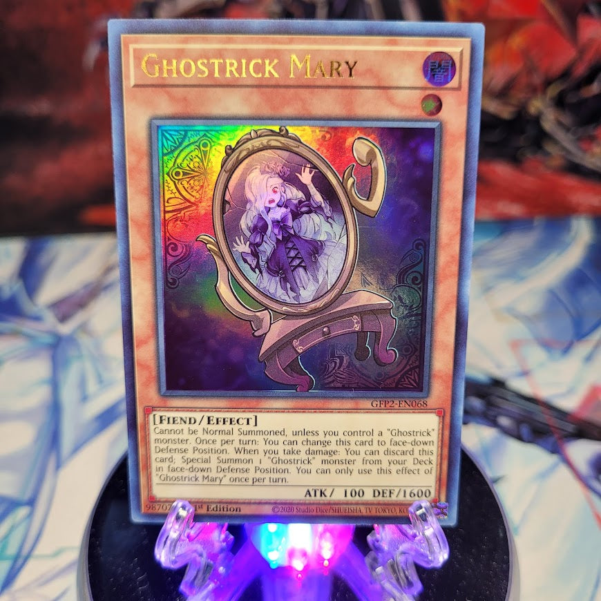  An Ultra Rare "Ghostrick Mary" card from the Yugioh Set: Ghosts From the Past: The 2nd Haunting (GFP2).