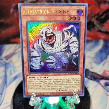 An Ultra Rare "Ghostrick Mummy" card from the Yugioh Set: Ghosts From the Past: The 2nd Haunting (GFP2).