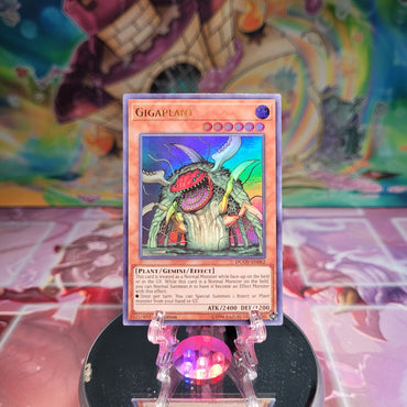 An Ultra Rare "Gigaplant" card from the Yugioh Set: Duel Overload.