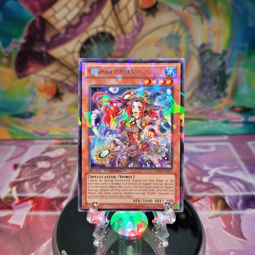A Duel Terminal Rare "Gishki Emilia" card from the Yugioh Set: Duel Terminal 6 (DT06).