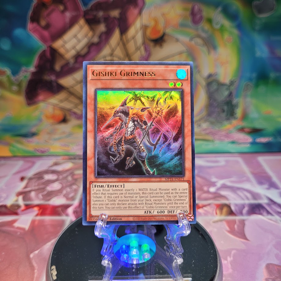 An Ultra Rare "Gishki Grimness" card from the Yugioh Set: 25th Anniversary Tin: Dueling Mirrors.