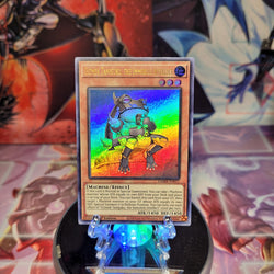 An Ultra Rare "Gizmek Taniguku, the Immobile Intellect" card from the Yugioh Set: Dawn of Majesty (DAMA).
