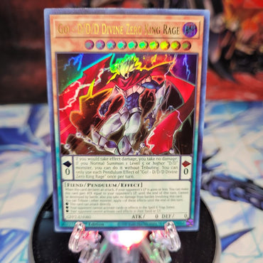  An Ultra Rare "Go! - D/D/D Divine Zero King Rage" card from the Yugioh Set: Ghosts From the Past: The 2nd Haunting (GFP2).