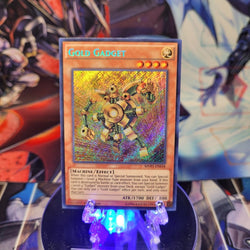  A Secret Rare "Gold Gadget" card from the Yugioh set: The Dark Side of Dimensions: Movie Pack Secret Edition.