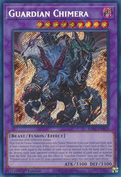 A Secret Rare "Guardian Chimera" card from the Yugioh Set: Rarity Collection 2 (RA02).