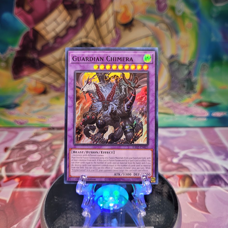A Super Rare "Guardian Chimera" card from the Yugioh Set: Rarity Collection 2 (RA02).