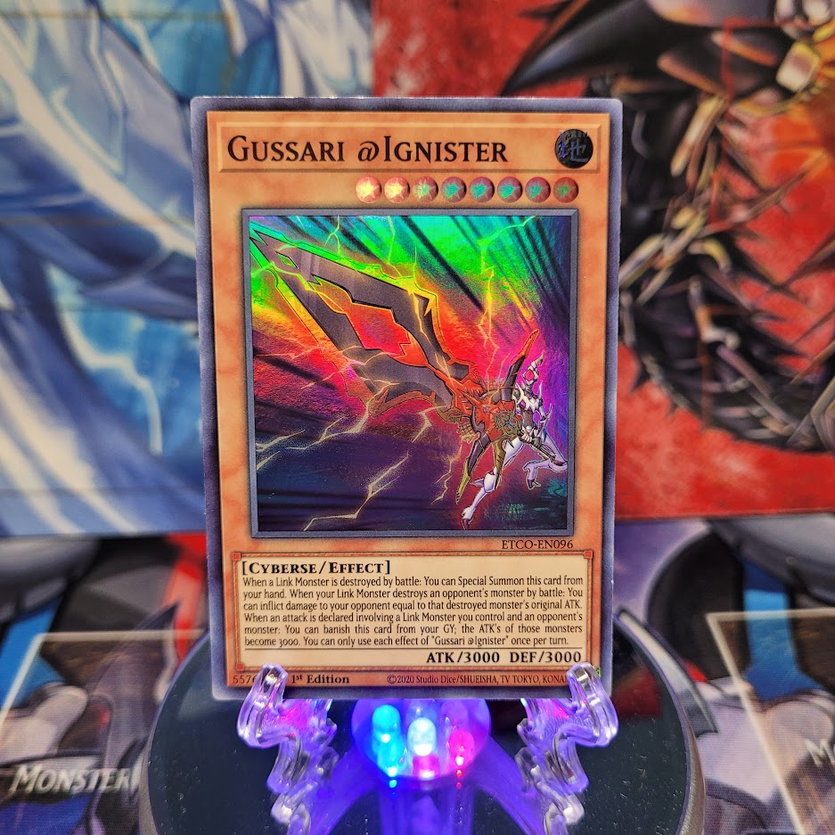  A Super Rare "Gussari @Ignister" card from the Yugioh Set: Eternity Code.