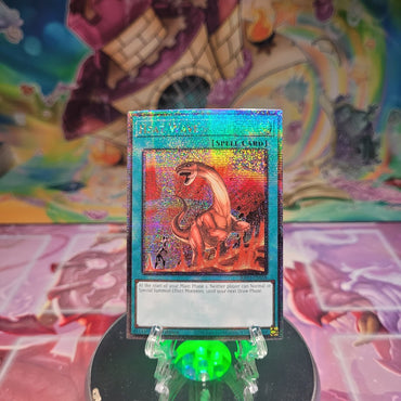 A Quarter Century Secret Rare "Heat Wave" card from the Yugioh Set: Quarter Century Bonanza (RA03).