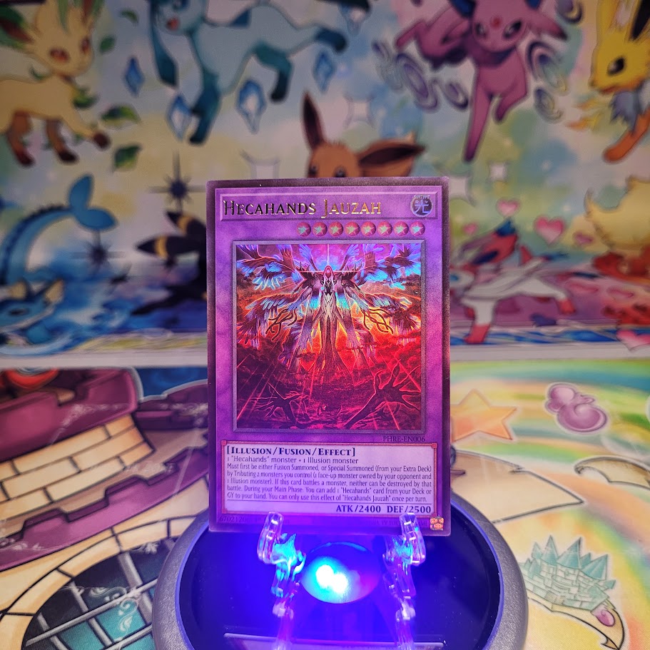 An Ultra Rare "Hecahands Jauzah" card from the Yugioh Set: Phantom Revenge (PHRE).