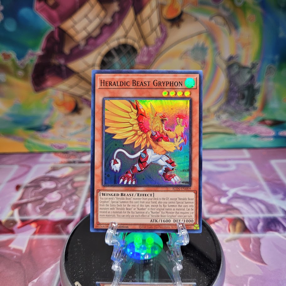 A Super Rare "Heraldic Beast Gryphon" card from the Yugioh Set: Alliance Insight (ALIN).